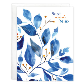 Get Well Greeting Card - Blue Leaves