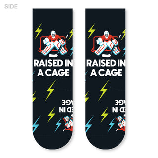 Raised in a Cage Hockey Goalie Kids' Crew Socks