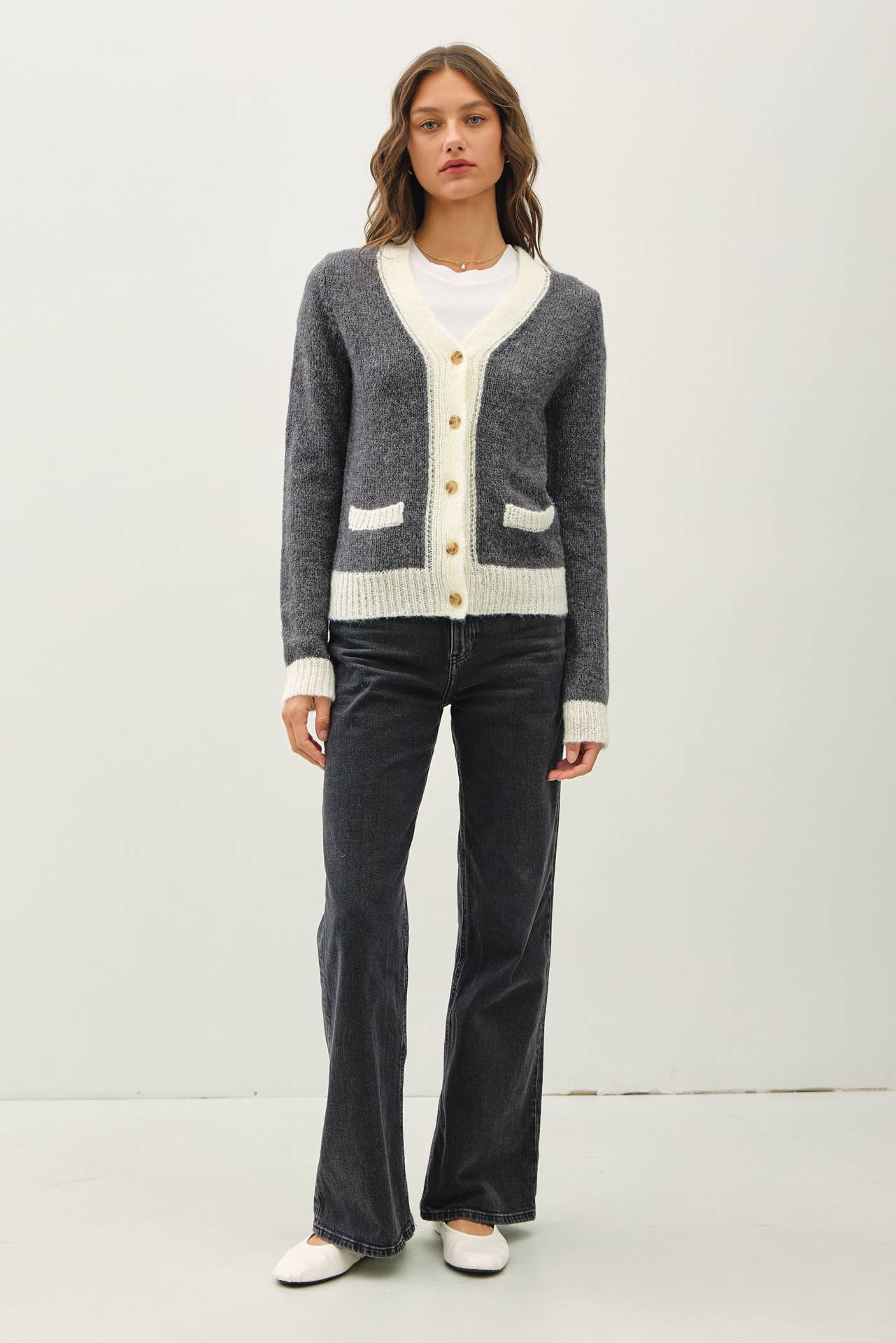 Two Toned Varsity Style Cardigan