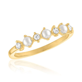 Pearl & CZ Cluster Layers Ring