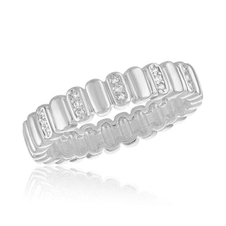 Crystal Bar Silver Stack Ring