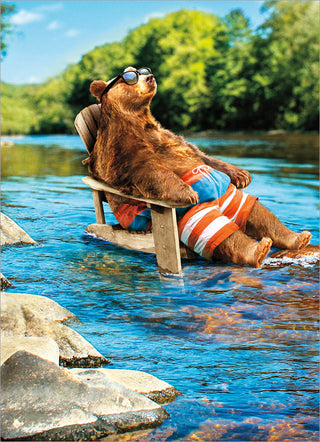 Birthday Greeting Card Bear In Lounge Chair