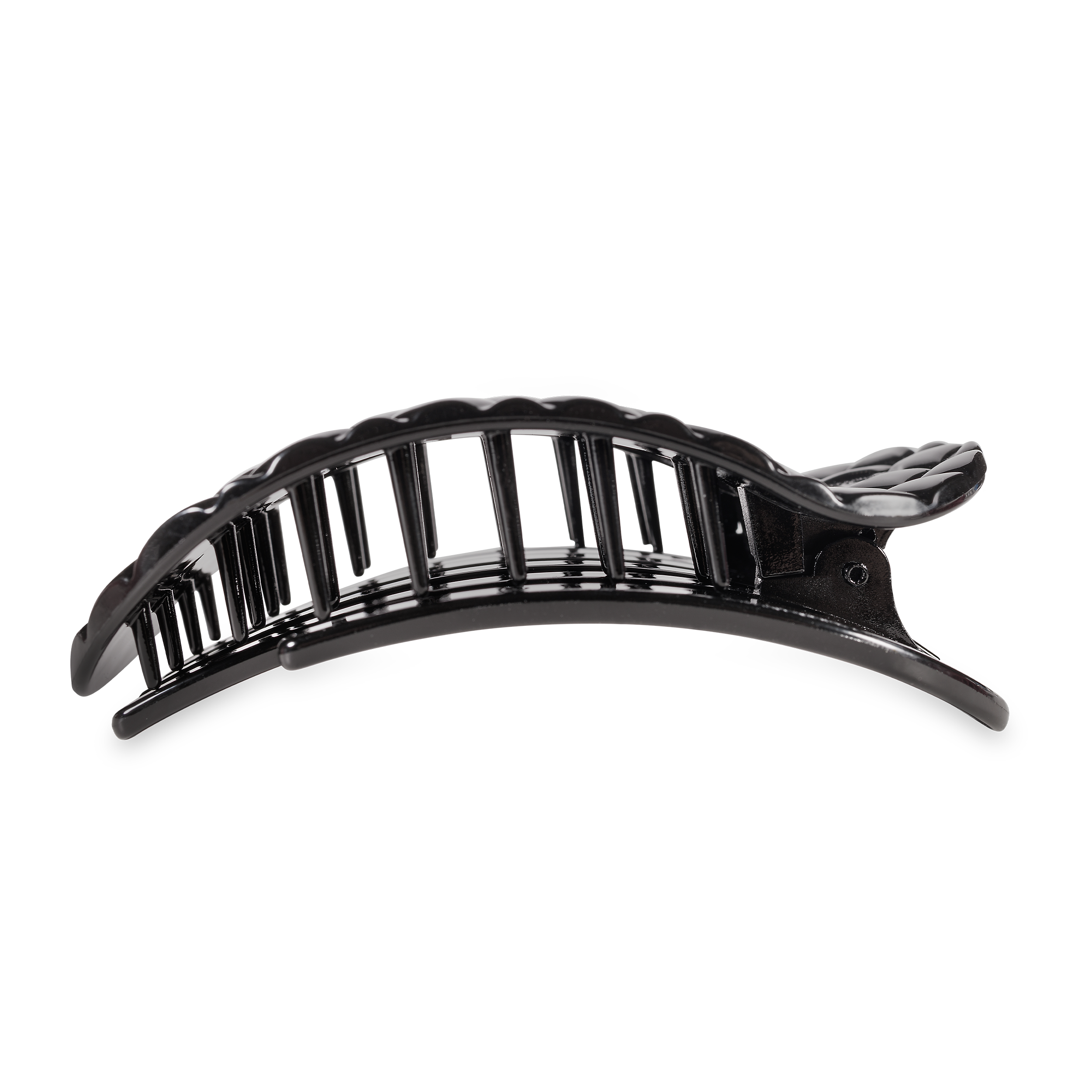 Flat Round Hair Clip | Large | Jet Black Quilted