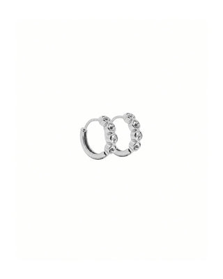 Colette Bezel-Set CZ Huggie Hoop Earrings – 9mm Silver Tone