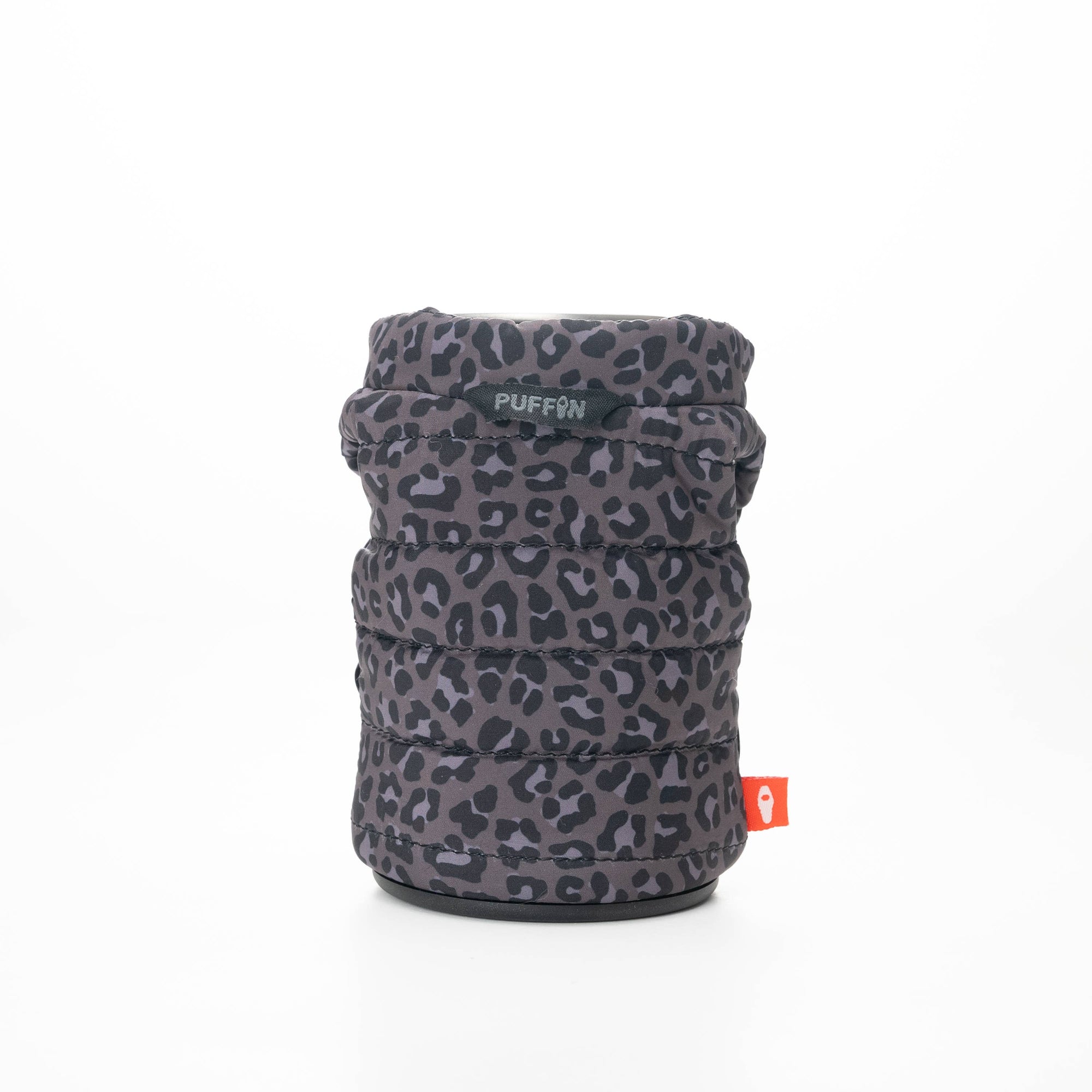 The Puffy Vest - Insulated 12oz Drink Sleeve - Black Leopard