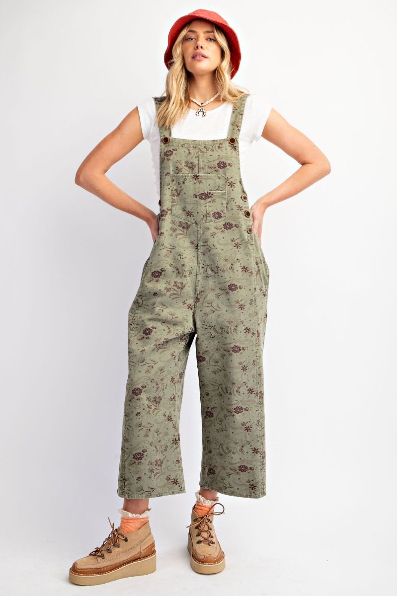 Floral Print Twill Jumpsuit