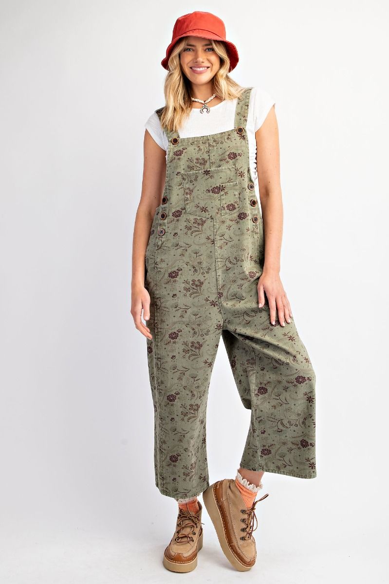 Floral Print Twill Jumpsuit