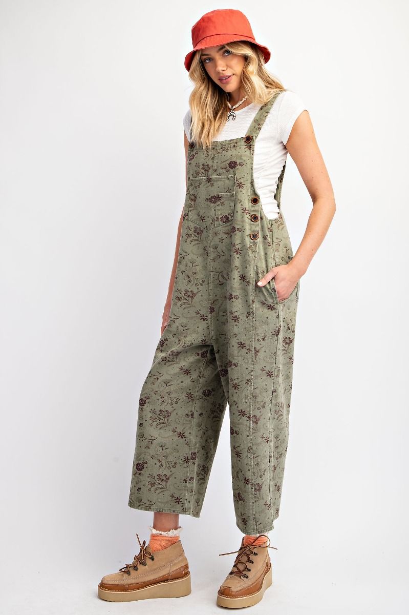 Floral Print Twill Jumpsuit