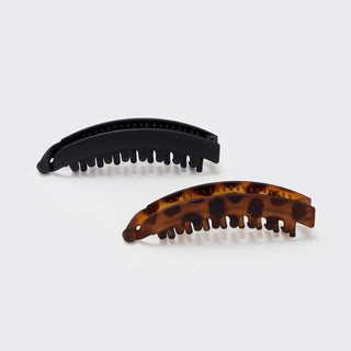 Kitsch Banana Hair Clips 2-Pack – Black & Tortoise