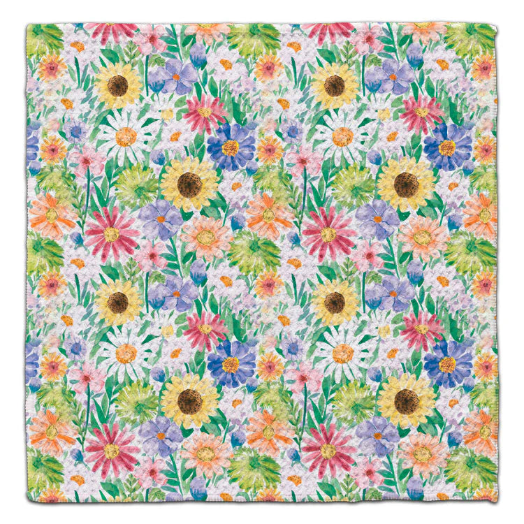 Eco-friendly spring floral washcloth by CJ Bella, soft color flower kitchen cloth