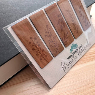 Floral Icons Magnetic Wooden Bookmarks