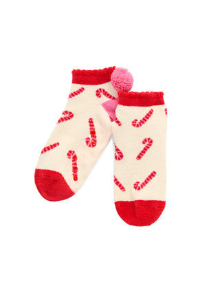 Candy Cane Home Socks with Rubber Grips