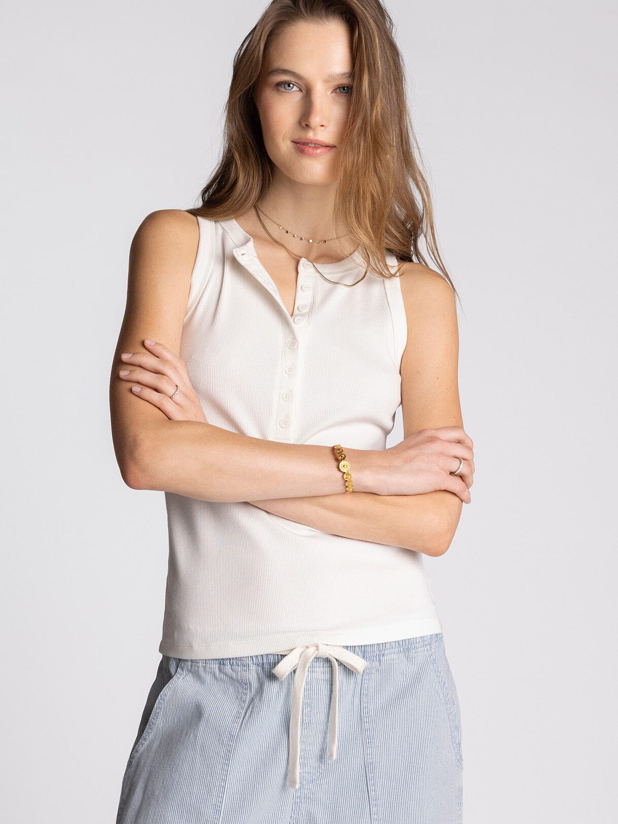 Elowen Half Button Front Tank Top