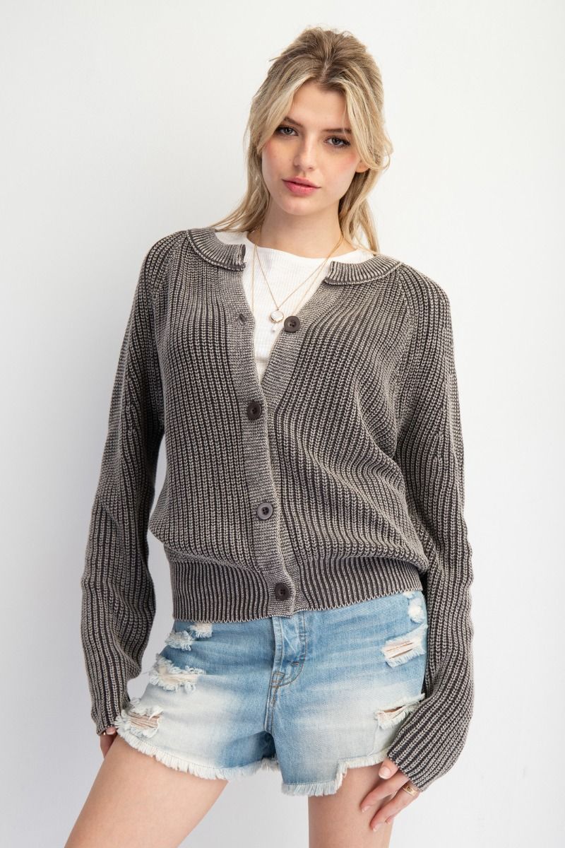 Mineral Wash Cardigan Sweater