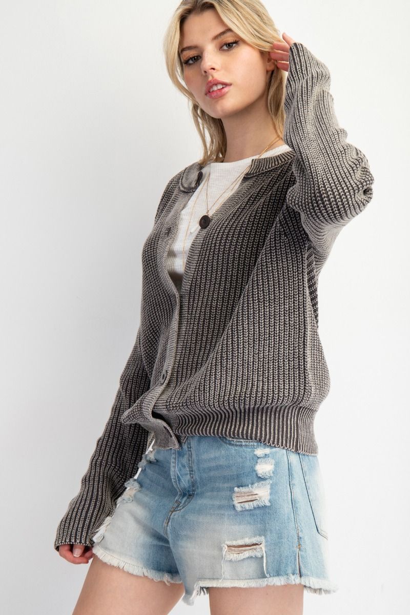 Mineral Wash Cardigan Sweater