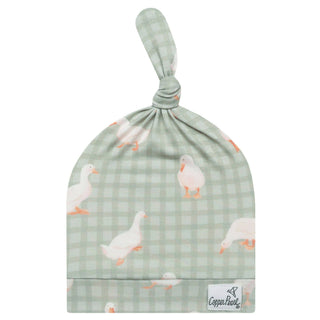 Baker Goose Print Top Knot Baby Hat
