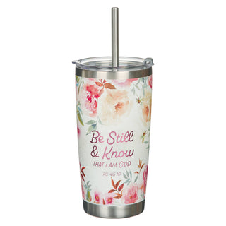 Floral Tumbler Be Still Psalm 46:10