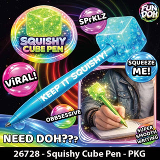 Fun Doh Squishy Cube Toy Pen Assortment - 12/Display