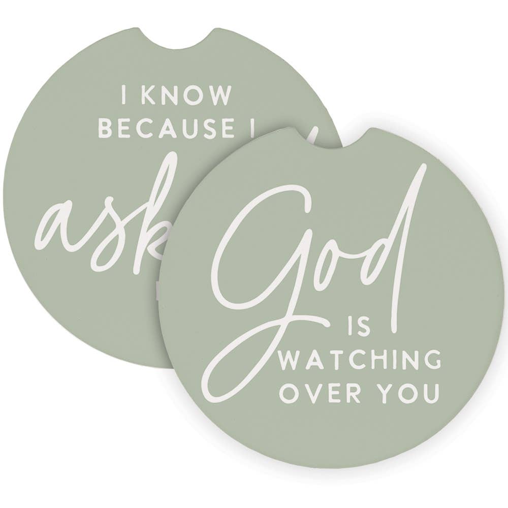 God Is Watching Asked Car Coasters