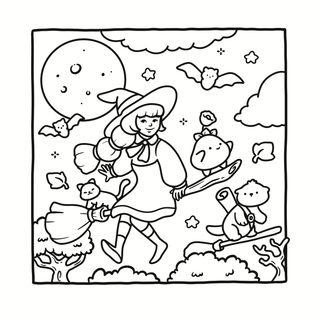 Cozy Witchy Halloween Coloring Book