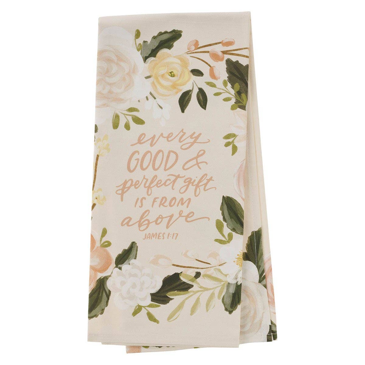 Tea Towel Pink Floral Every Good & Perfect Gift James 1:17
