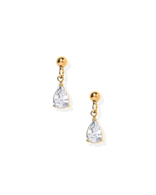 Millie Teardrop CZ Gold Screwback Stud Earrings