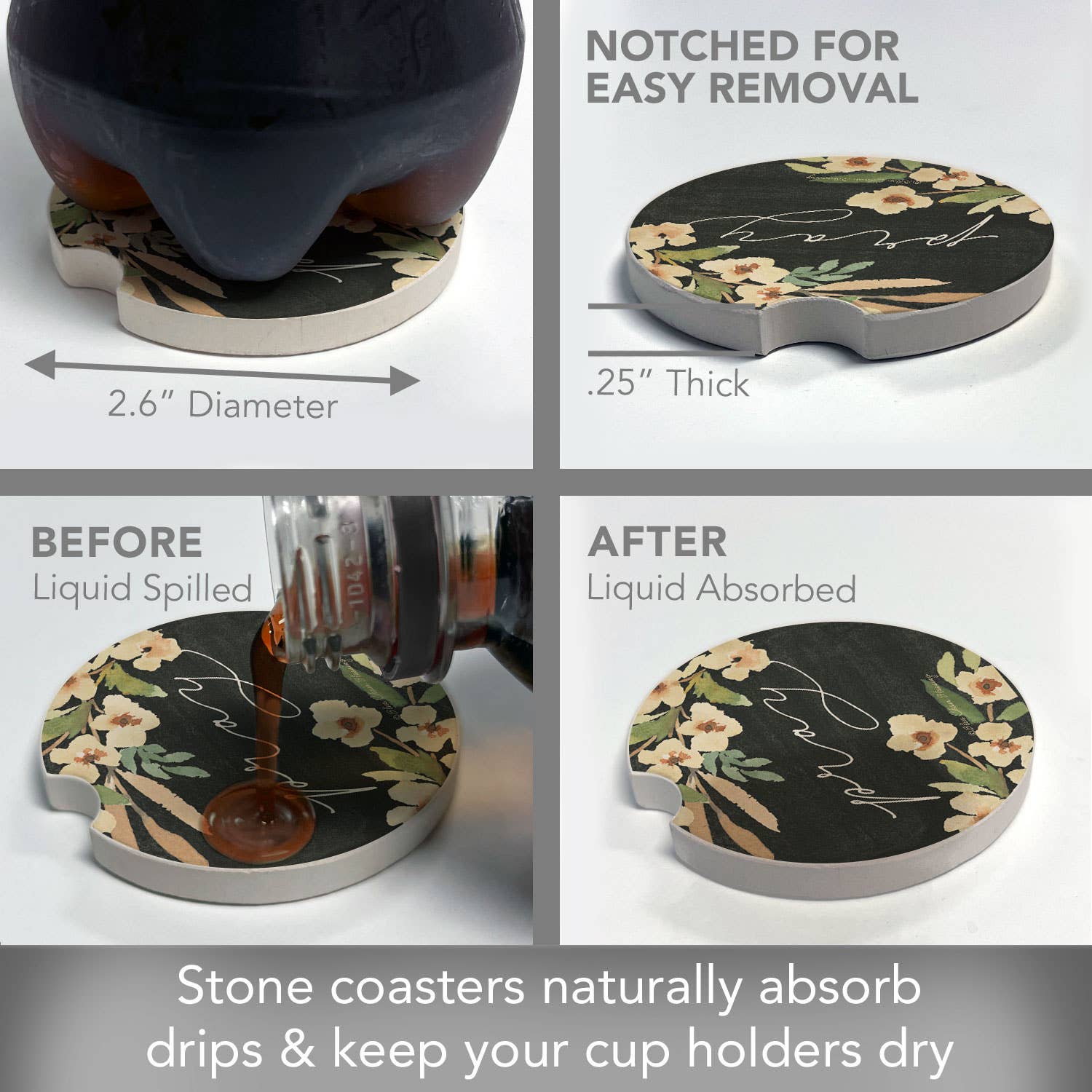 "Pray" Single Packaged Stone Car Coaster