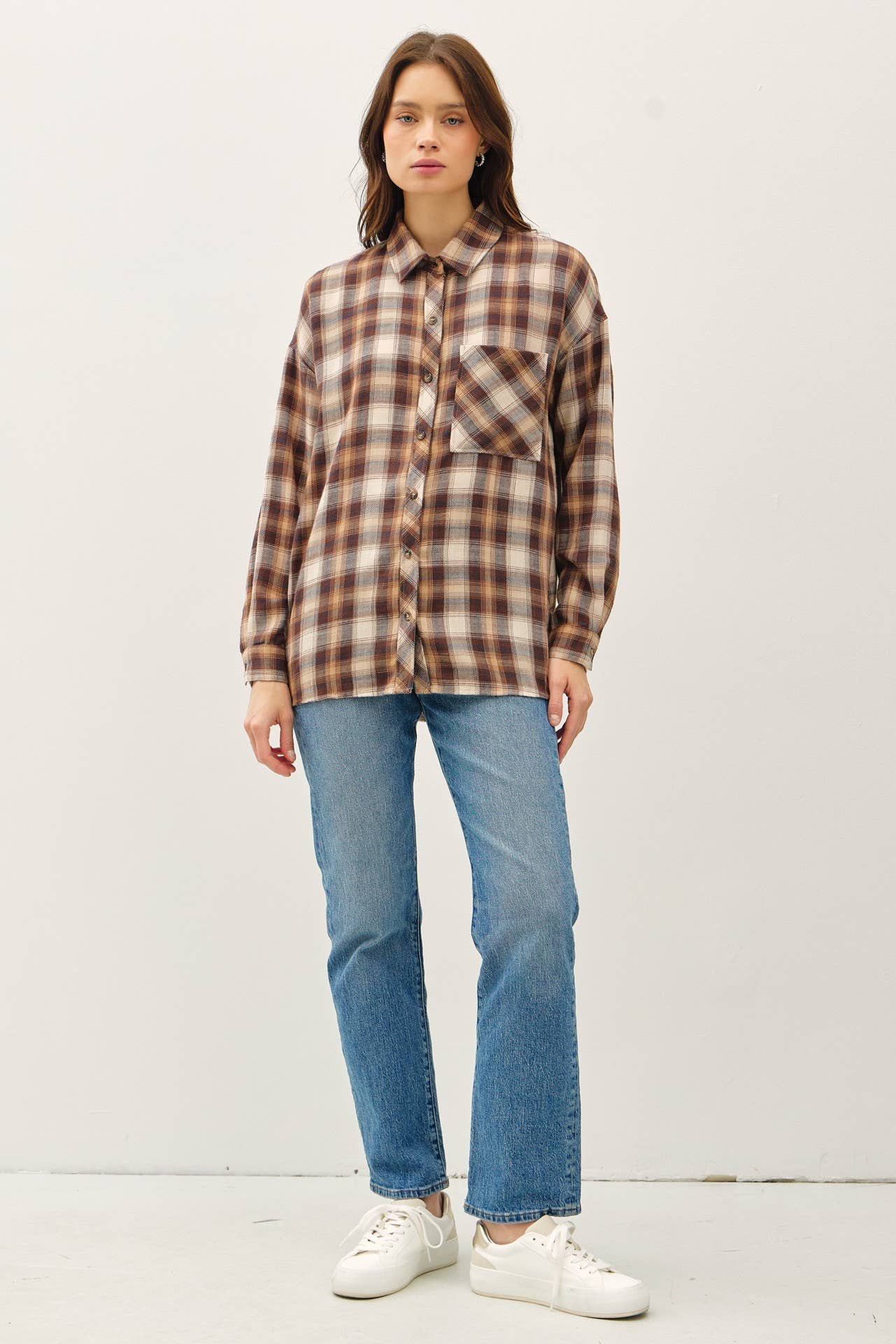 Oversized Caramel Flannel Shirt