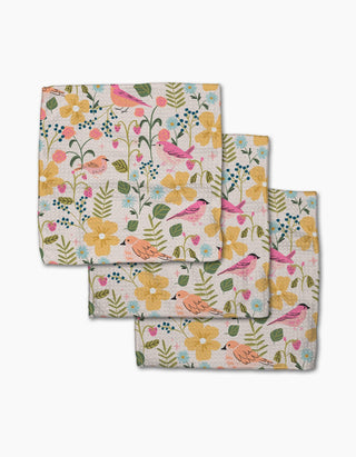 Geometry Summer Songbirds Dishcloth Set of 3 – Bird & Floral Dishcloths