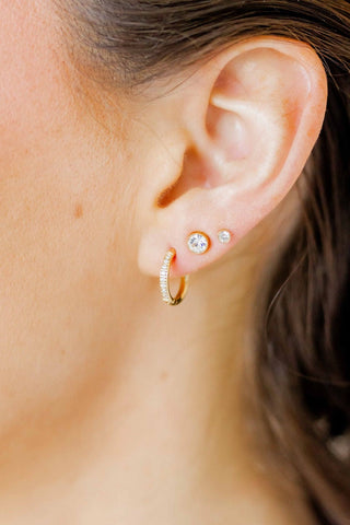 Cooper Micro Clear Gold Screwback Stud Earrings