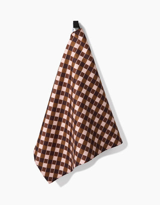 Geometry Cozy Autumn Days Tea Towel – Brown Gingham Kitchen Towel