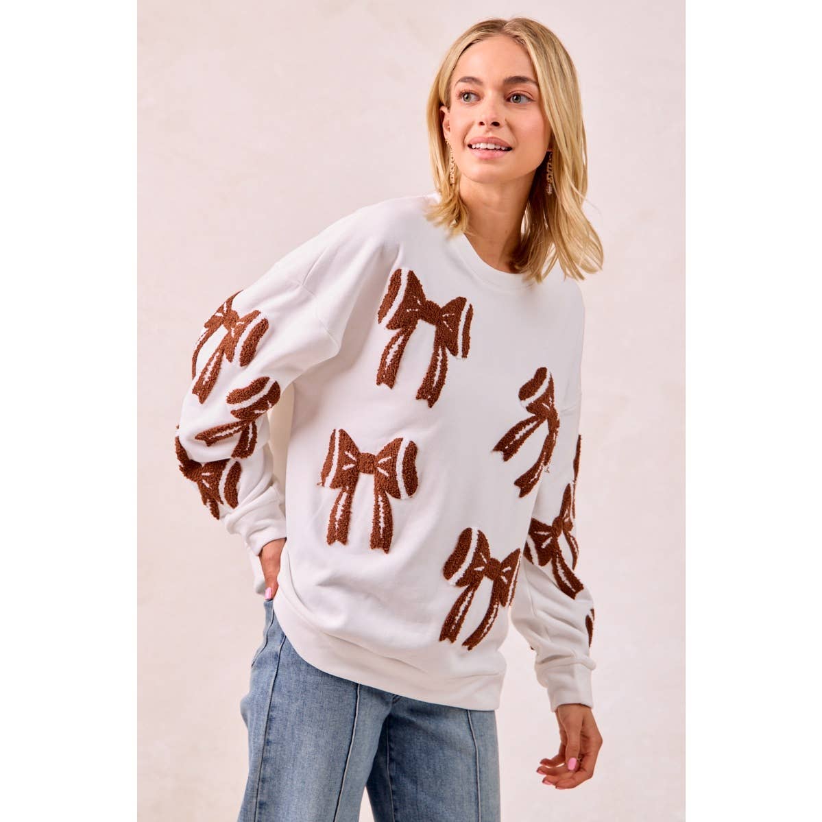 Gameday Football Bow Long Sleeve Top