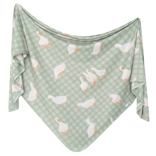 Baker Goose Print Knit Swaddle Blanket