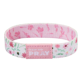 Tap To Pray® Meadows White & Pink Bible Verse Wristband