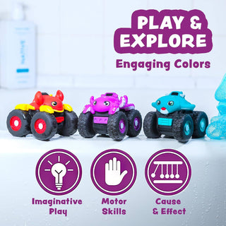 Tub Works Light-Up Monster Truck Bath Toys, 3-Pack