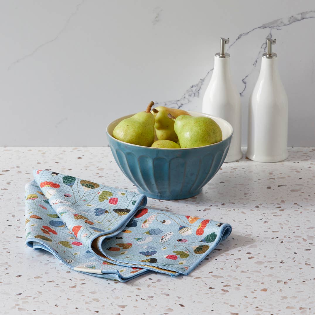 Floral Stems Microfiber Kitchen Dish Towel