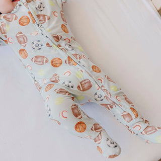 Sports Medley Zip-Up Footie Pajama