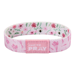 Tap To Pray® Meadows White & Pink Bible Verse Wristband