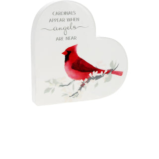 Cardinals Appear Ceramic Heart Plaque