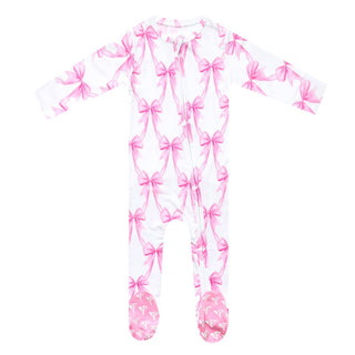 Bow My Gosh Bamboo Zip-Up Footie