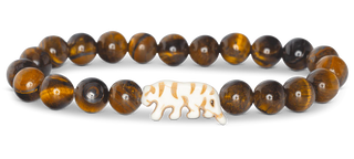 Fahlo Prowl Tiger’s Eye bracelet with tiger charm and natural stone beads that tracks a real tiger