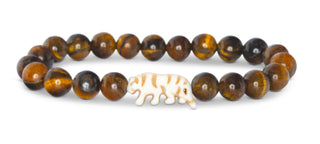 Fahlo Prowl Tiger’s Eye bracelet with tiger charm and natural stone beads that tracks a real tiger