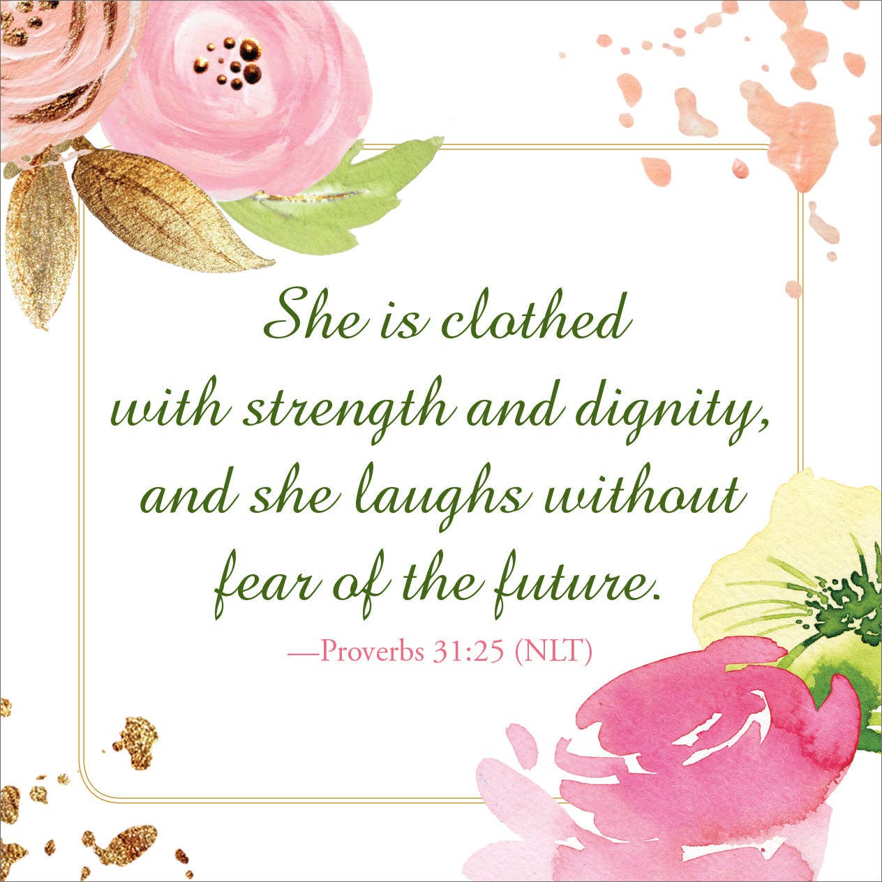 Sample page of Faith Desktop Flipbook with loral design with a biblical quote on a white background