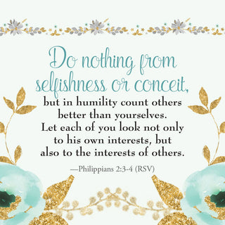 Decorative page with floral elements and a Bible verse quote on a white background