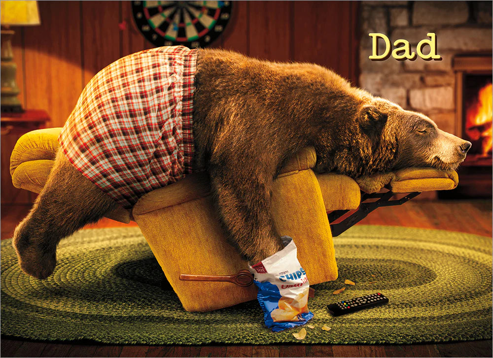 Birthday Greeting Card Bear On Recliner