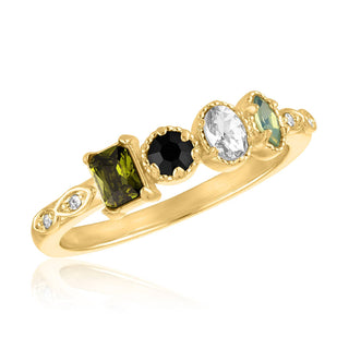 Green Orbit Multi-Stone Gold Ring