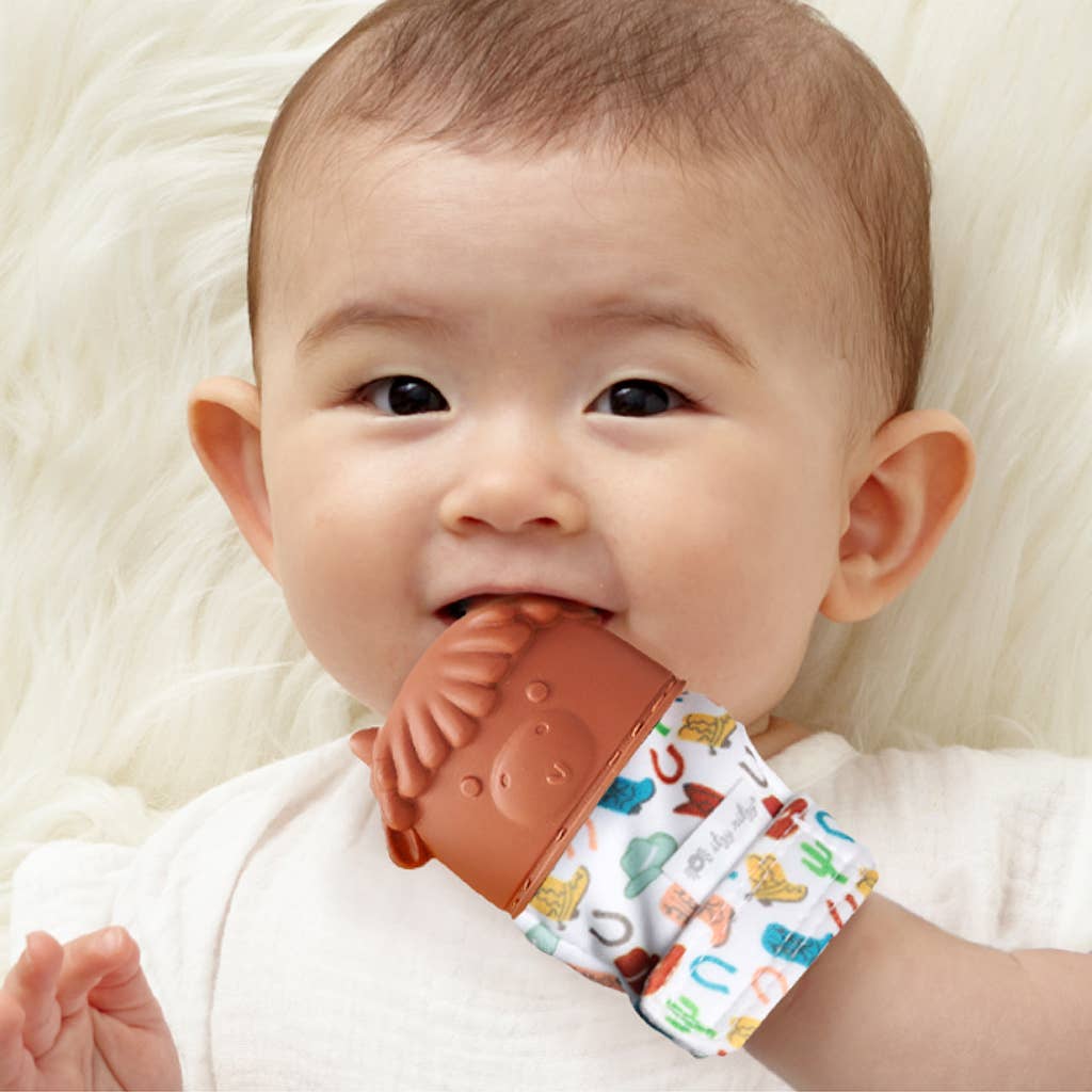 Itzy Ritzy Silicone Teething Mitt - Highland Cow