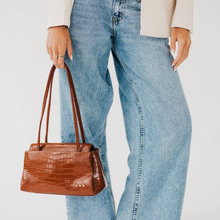 Kris Croc Embossed Shoulder Bag