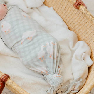 Baker Goose Print Knit Swaddle Blanket