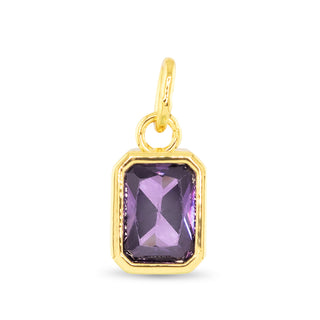 February birthstone charm with purple amethyst-inspired stone and 18K gold dipped setting